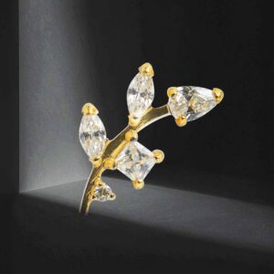 Piercing ramita con cristales de titanio grado implante en oro pvd
