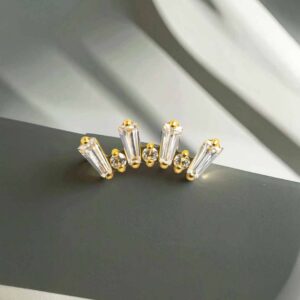 Piercing Baguette puntas separadas de titanio grado implante recubierto en oro pvd