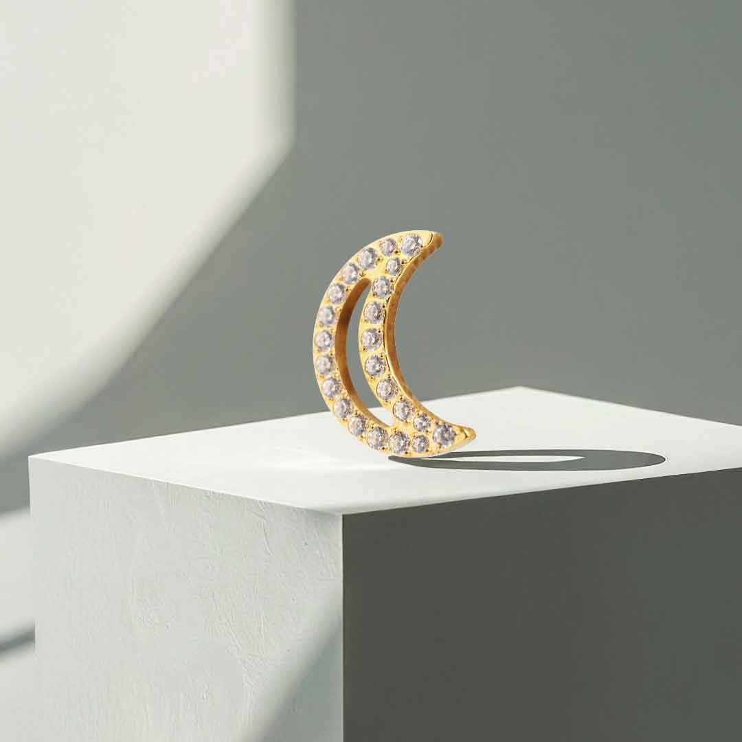 Media luna con cristales (oro pvd) - Imagen 2